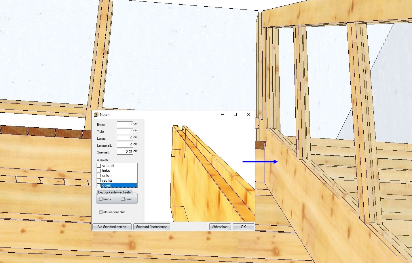 Freie Nuten (z.B. für Verglasungen)