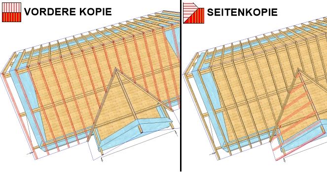 Kopieren der Sparren von einer Fläche auf die andere