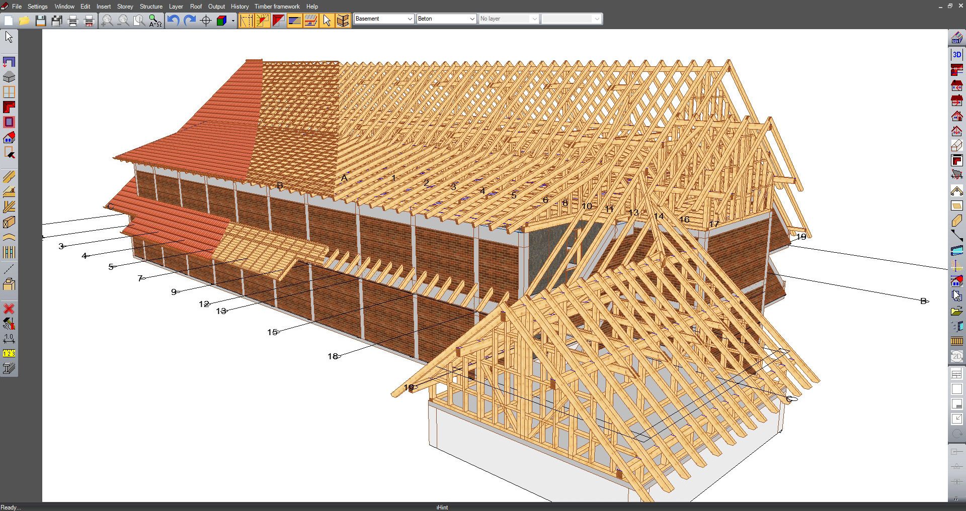 Dachstuhl mit Dachknick