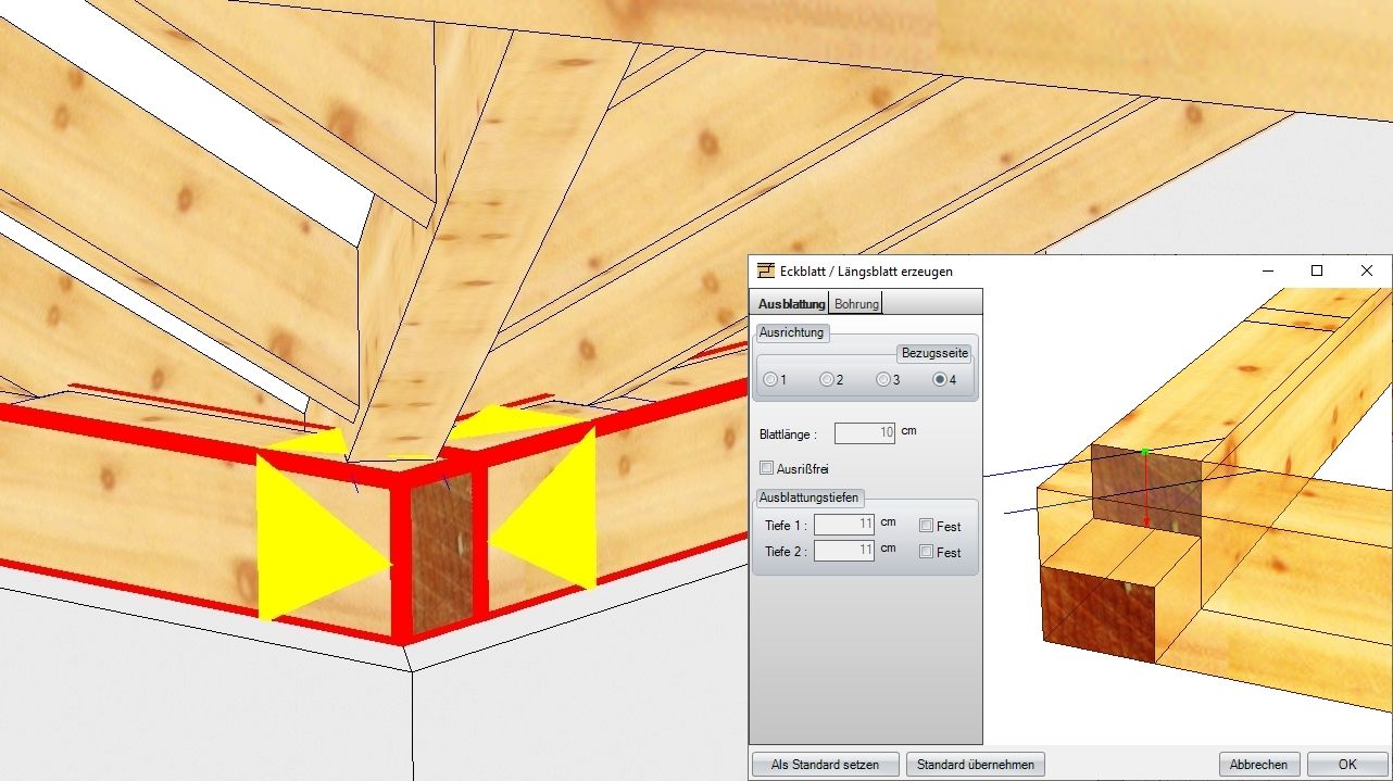 Eck- / Längsverblattung