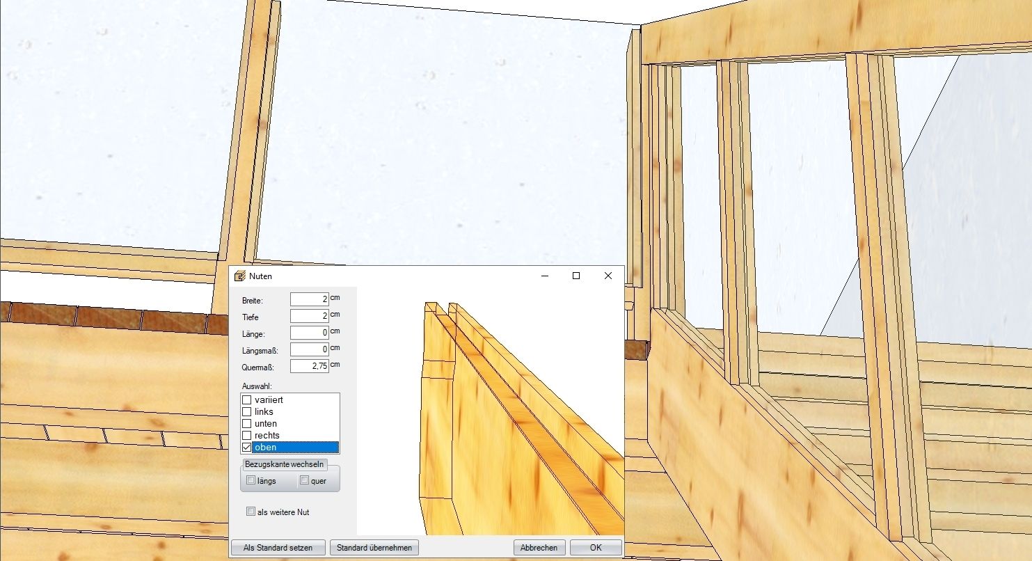 Freie Nuten (z.B. für Verglasungen)