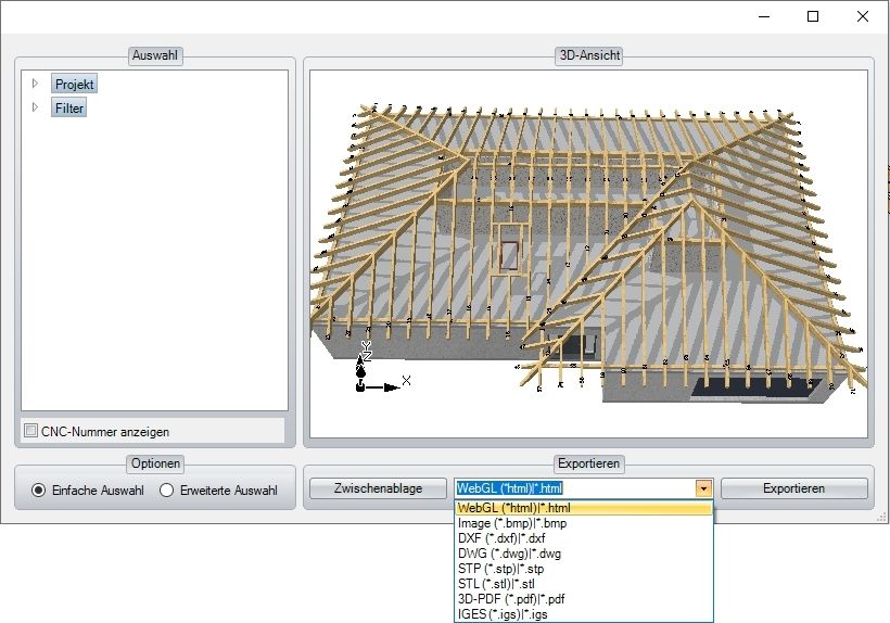 3D-Modell-Export als 3D-HTML und 3D-PDF