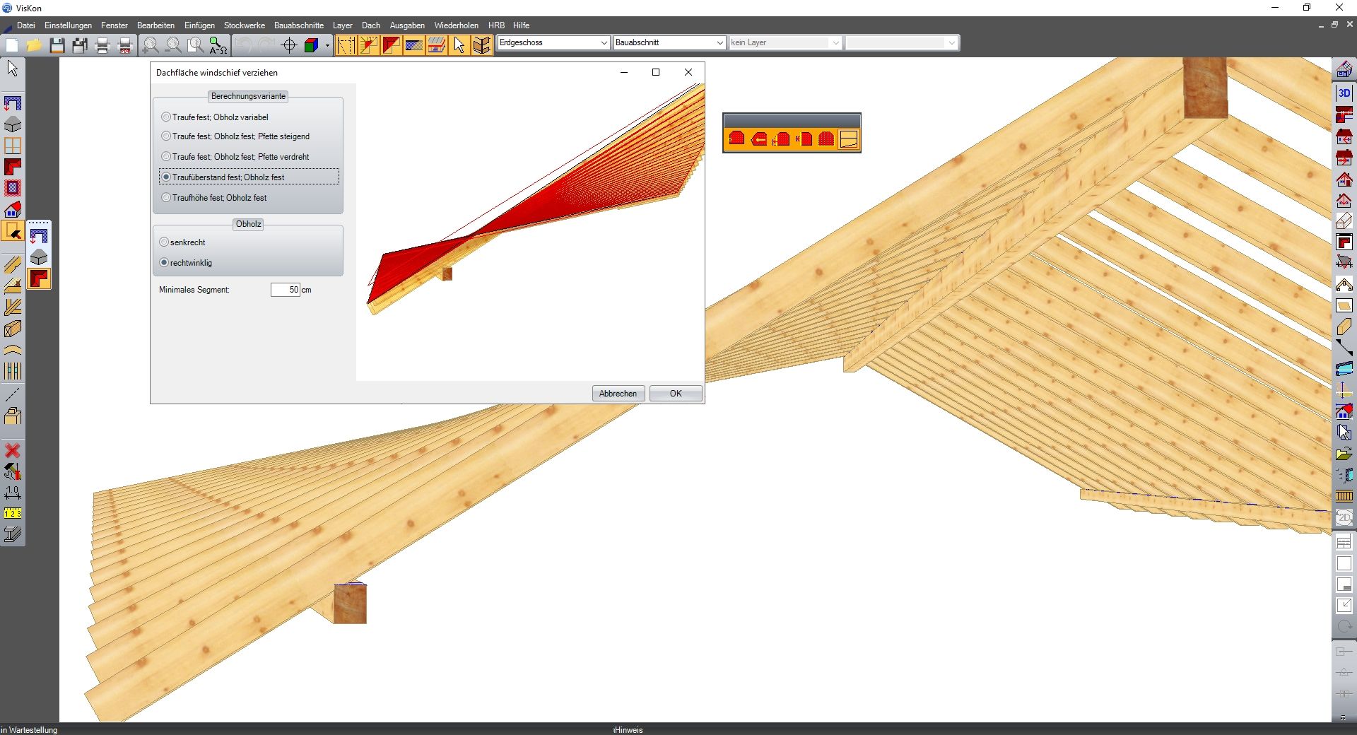 Erzeugen von windschiefen Dächern bei schiefwinkligen Grundrissen