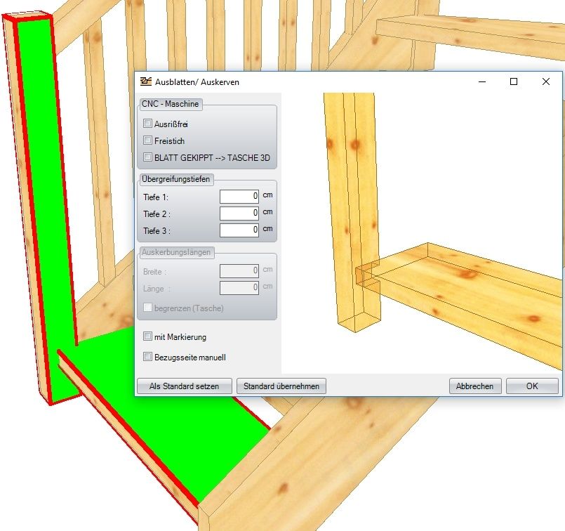 Einzelne Ausblattungen von Stufen an z.B. Pfosten