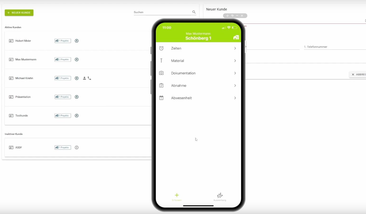 Digiholz Kundenübersicht