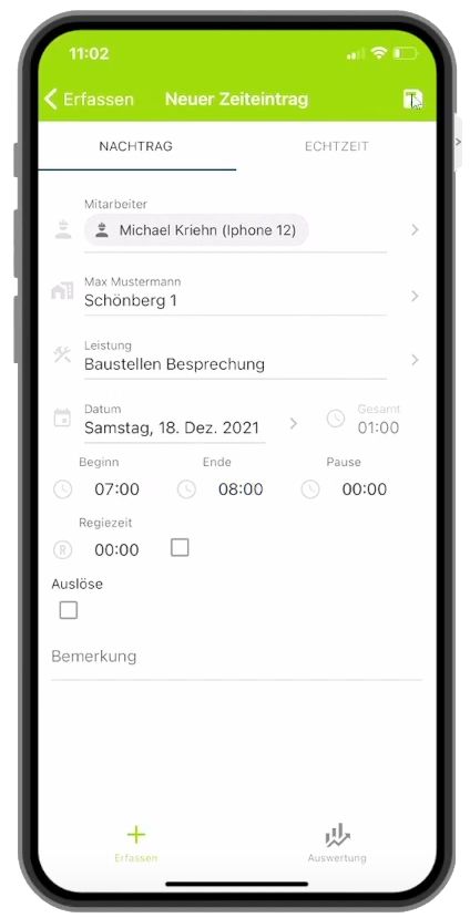 Digiholz Zeiteinträge Nachtrag