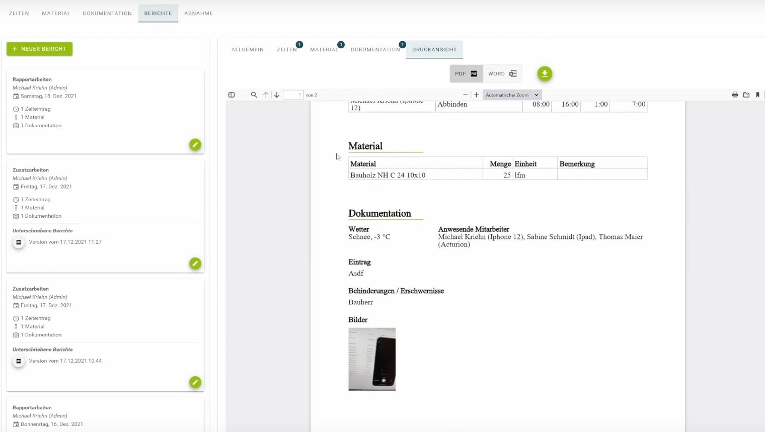 Digiholz Pdf oder Word Druckansicht