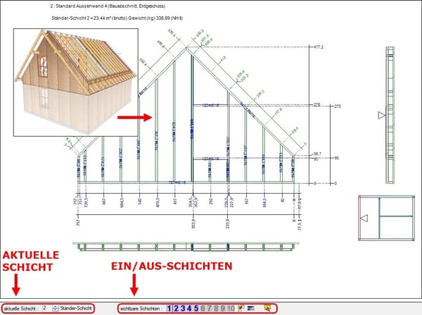 Automatisch vermasste Wand und Deckenansichten